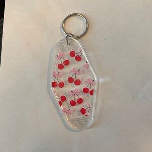 Coquette cherry hotel style keychain